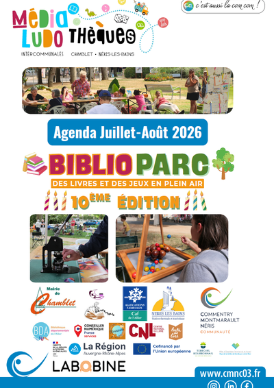 Programme Médiathèques-Ludothèques Chamblet - Néris-les-Bains : Juillet-Août