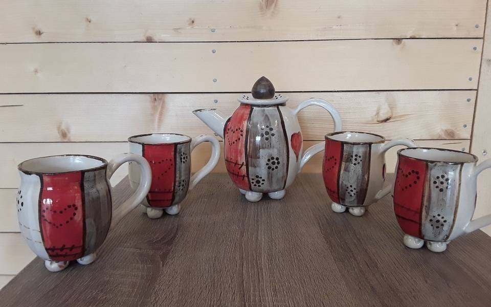 Service à café en grès émaillé