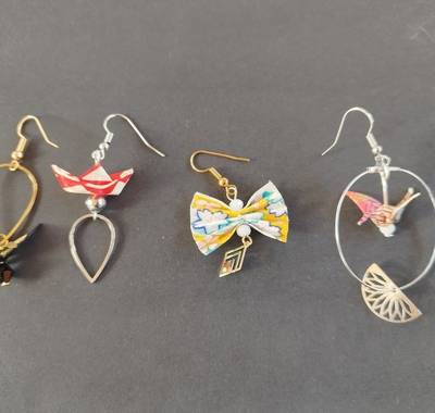 Atelier boucles d'oreilles en origami